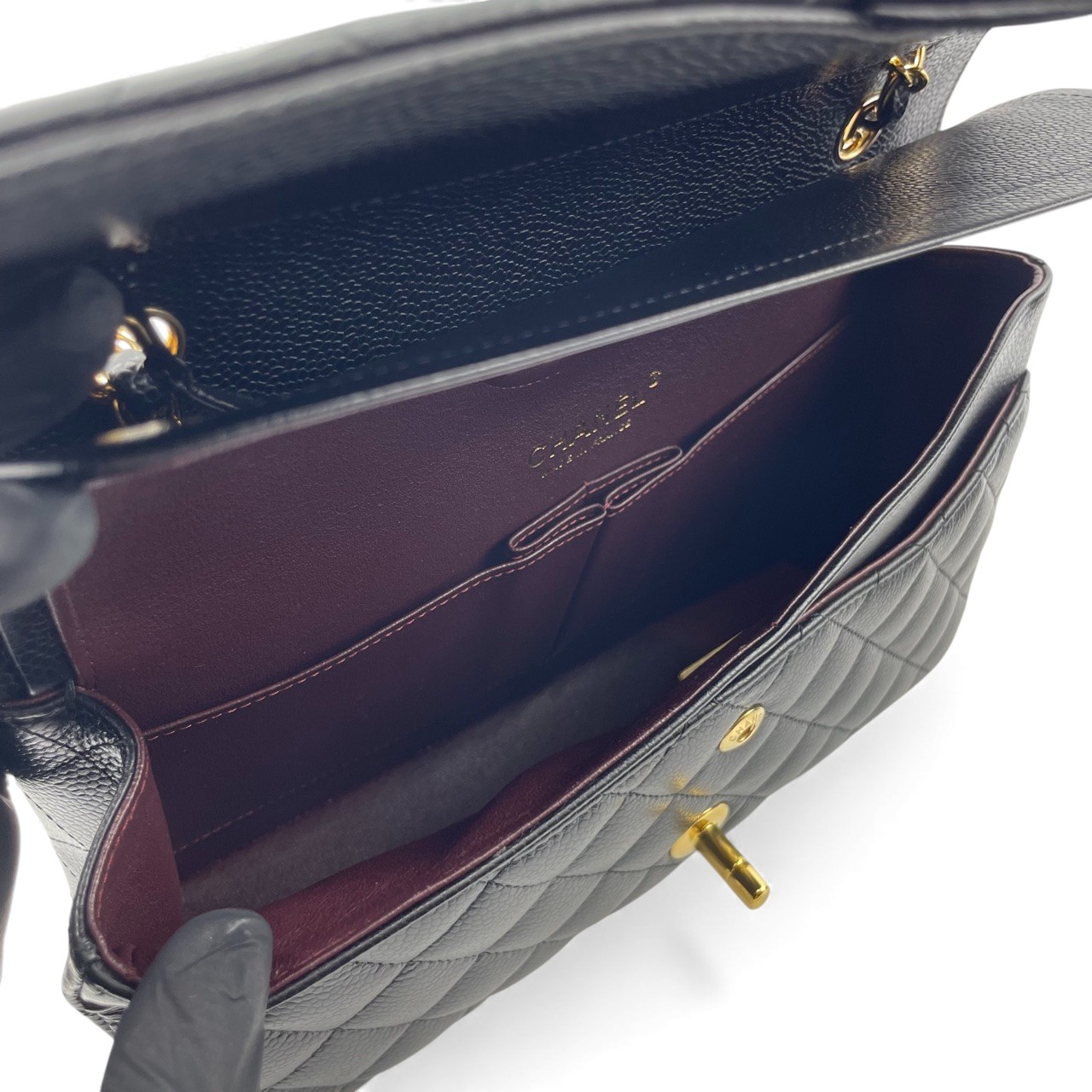 シャネル マトラッセ W25 ブラック キャビアスキン ゴールド金具