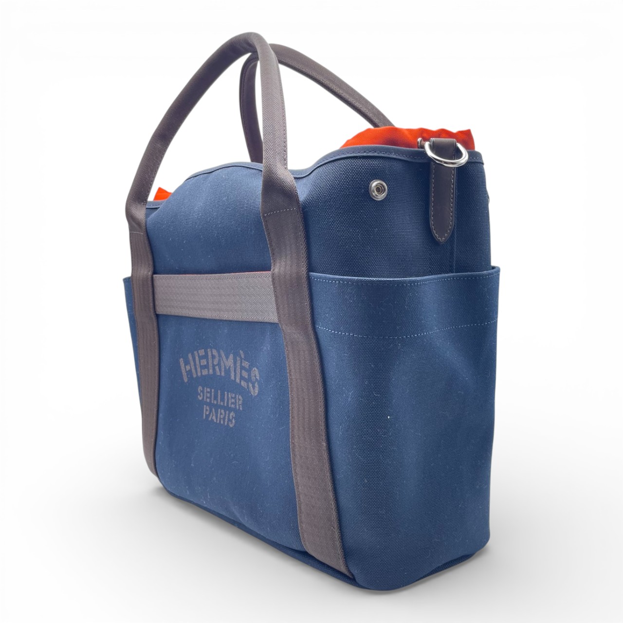 エルメス サックドパンサージュ グルーム 48 ブルーネイビー/フー キャンバス/バレニア シルバー金具 K刻印