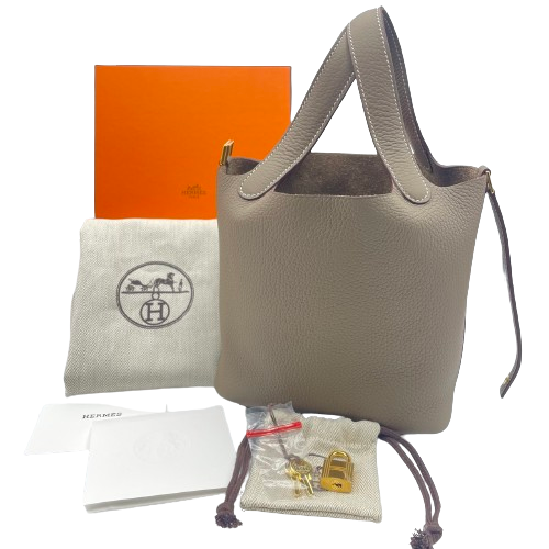 エルメス ピコタンロック PM  エトゥープ トリヨンクレマンス  ゴールド金具 W刻印