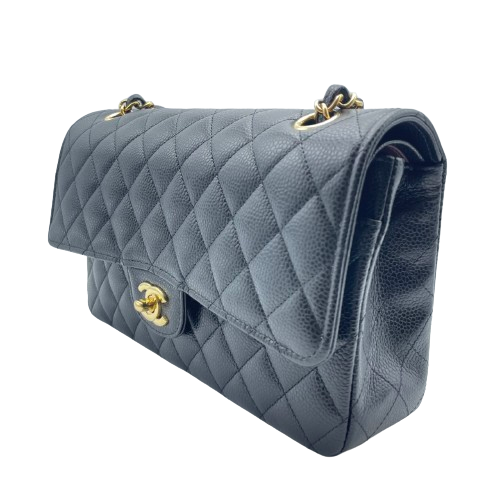 シャネル マトラッセ 25 ブラック キャビアスキン ゴールド金具