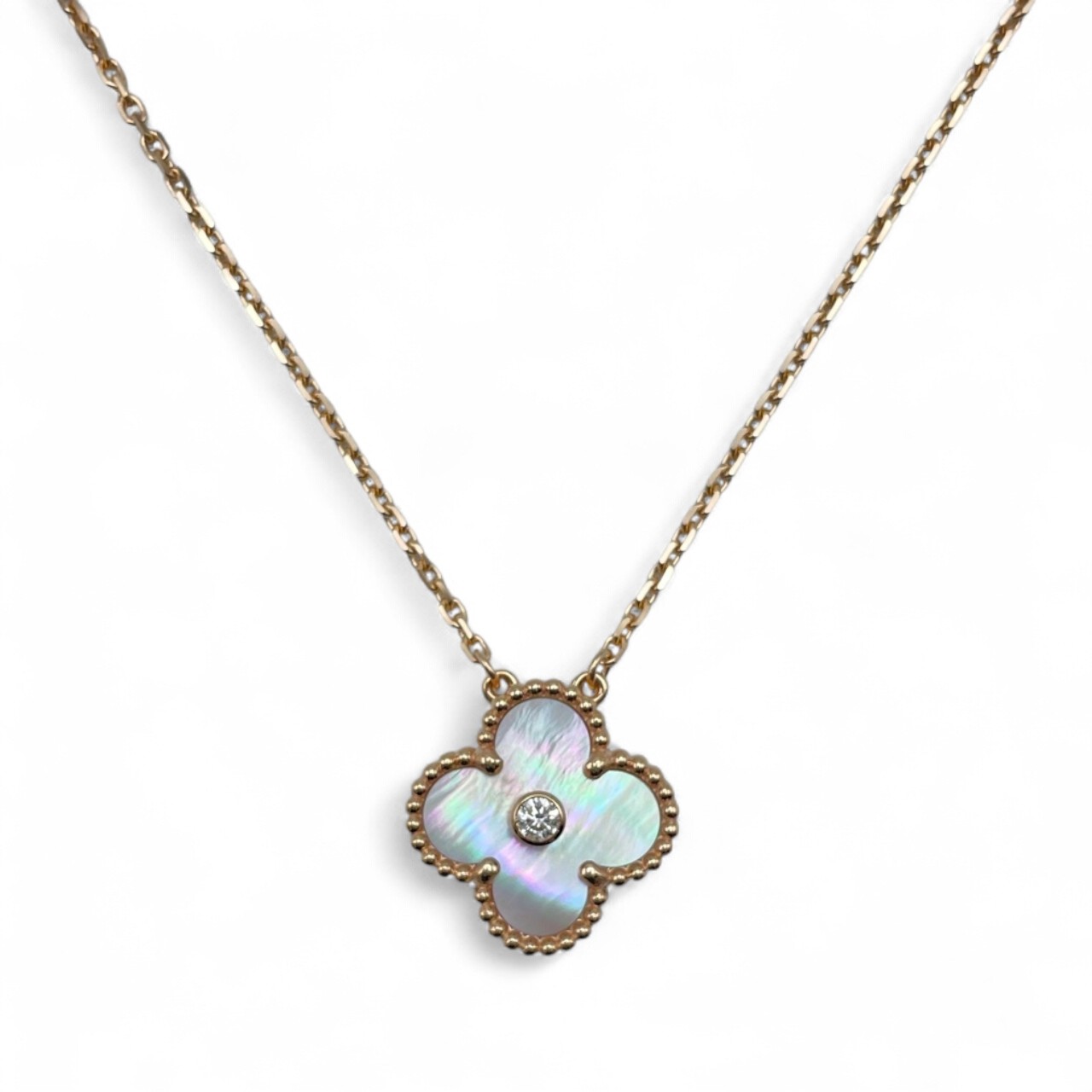 ヴァンクリーフ＆アーペル ヴィンテージアルハンブラ ネックレス VCARPM0P00 ピンクシェル ローズゴールド