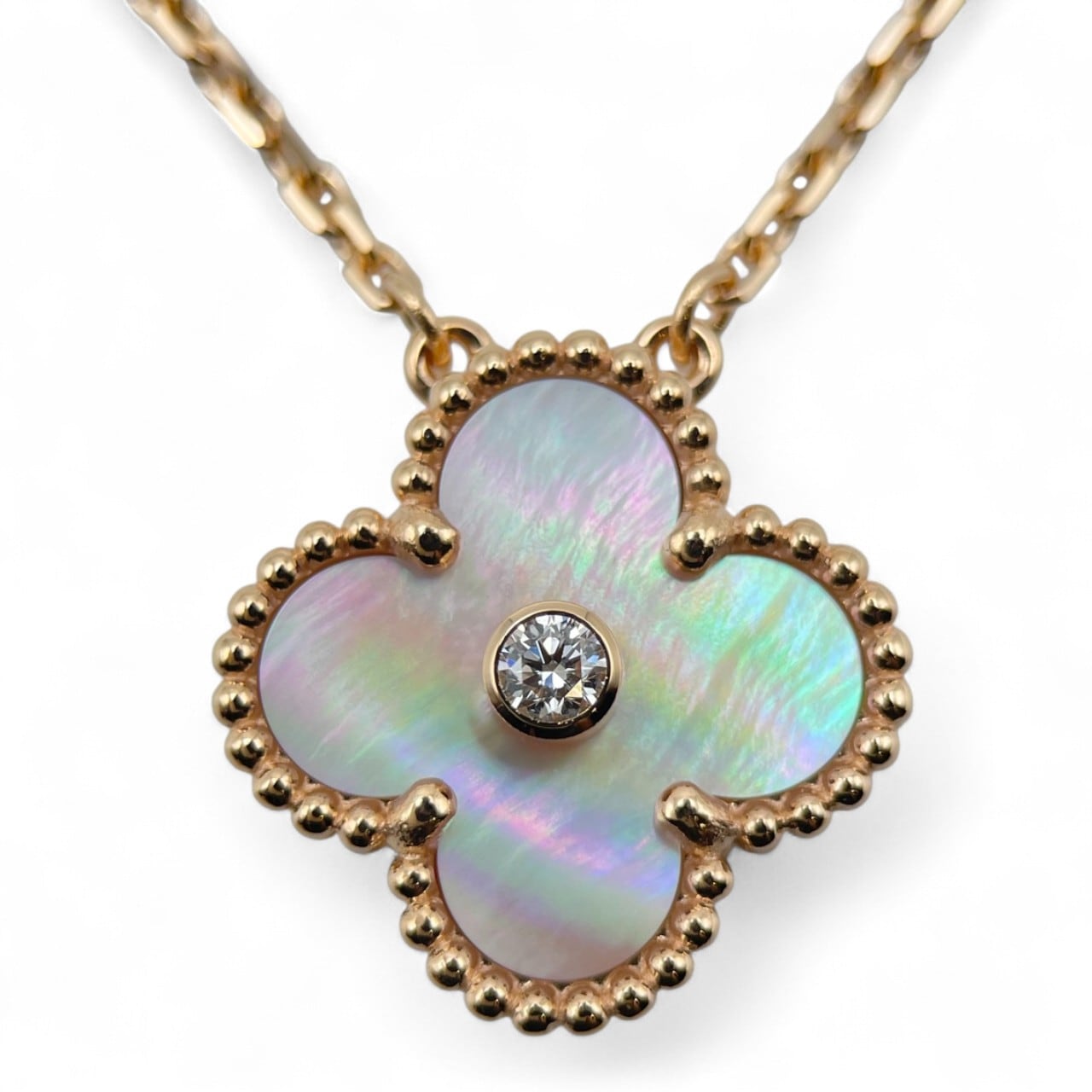 ヴァンクリーフ＆アーペル ヴィンテージアルハンブラ ネックレス VCARPM0P00 ピンクシェル ローズゴールド