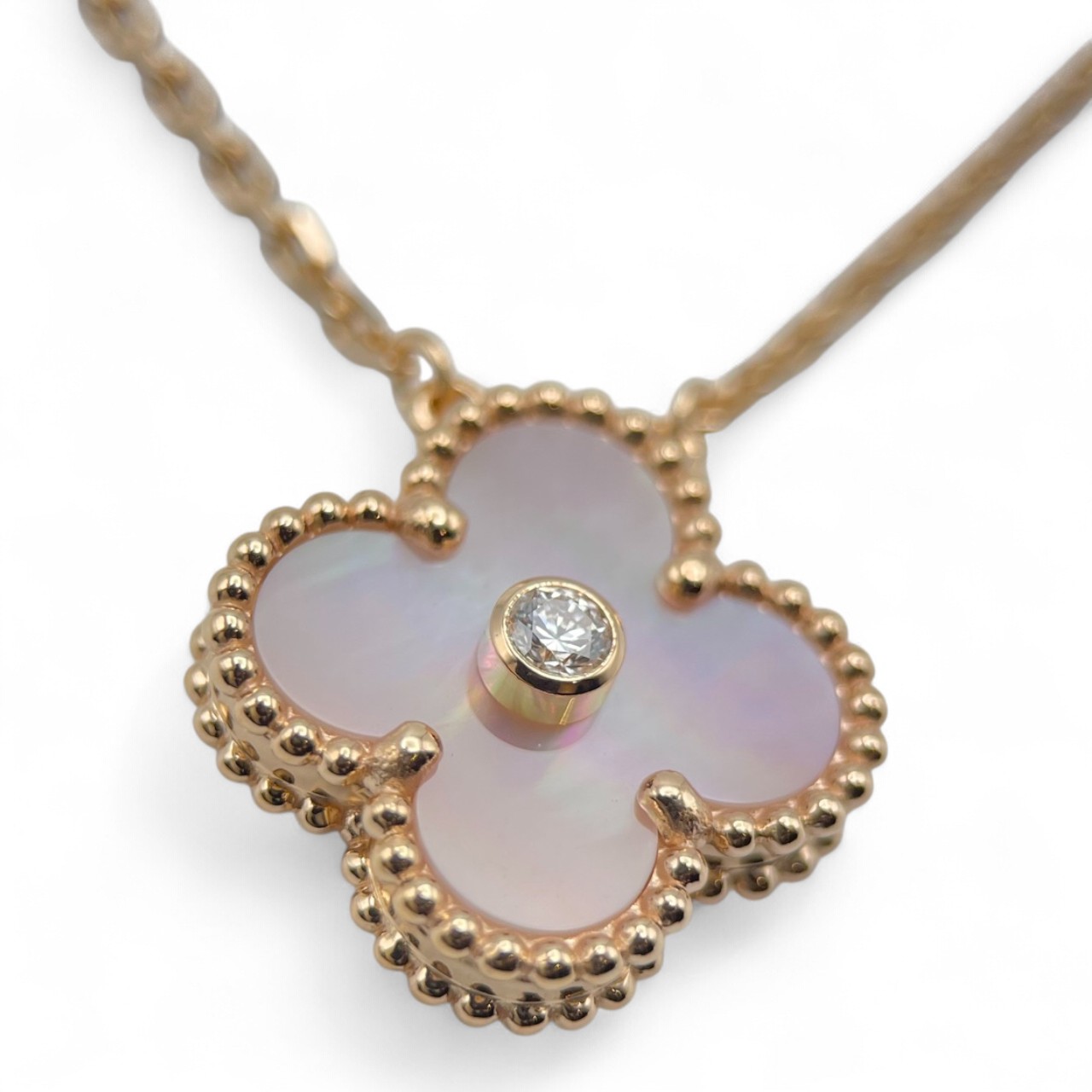 ヴァンクリーフ＆アーペル ヴィンテージアルハンブラ ネックレス VCARPM0P00 ピンクシェル ローズゴールド