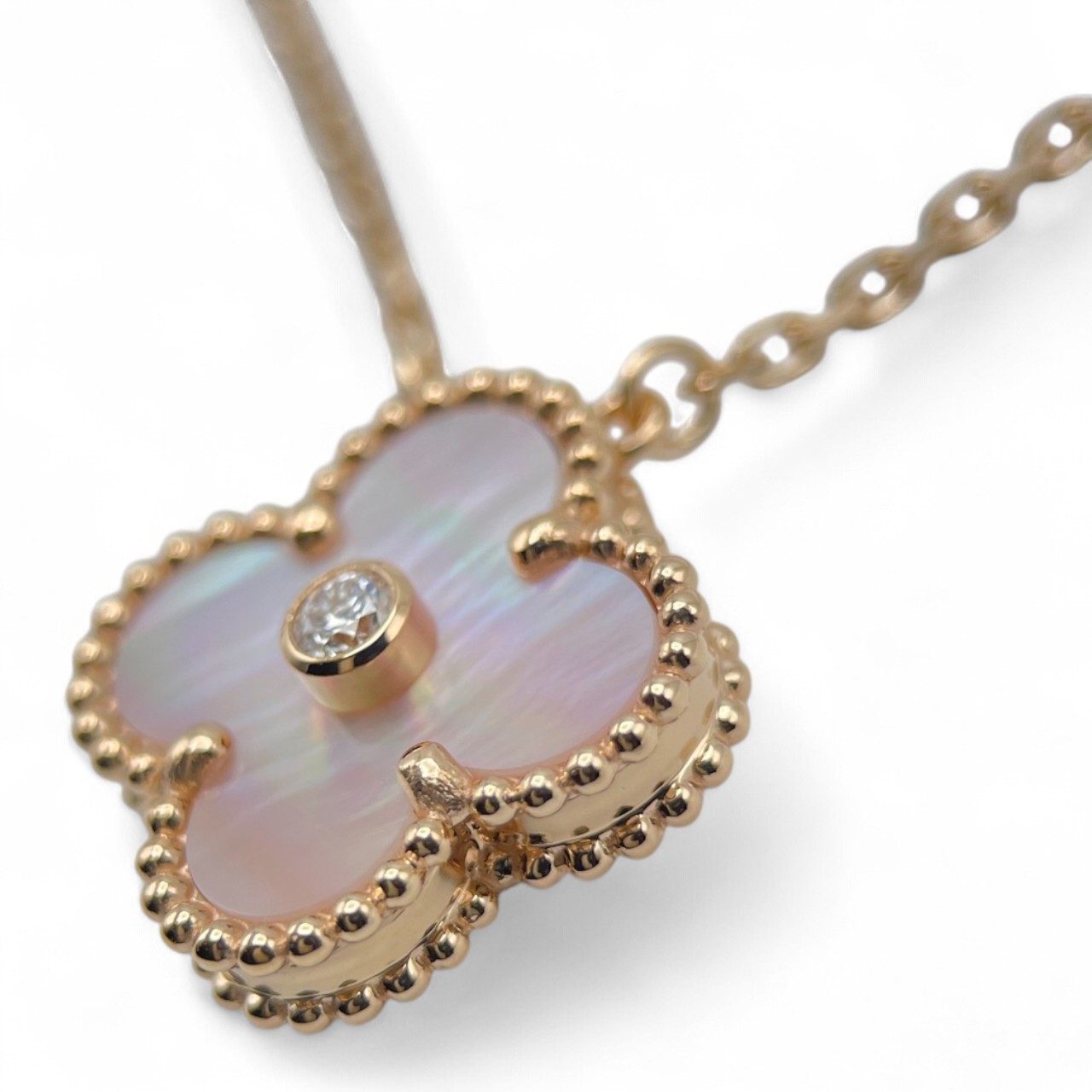 ヴァンクリーフ＆アーペル ヴィンテージアルハンブラ ネックレス VCARPM0P00 ピンクシェル ローズゴールド