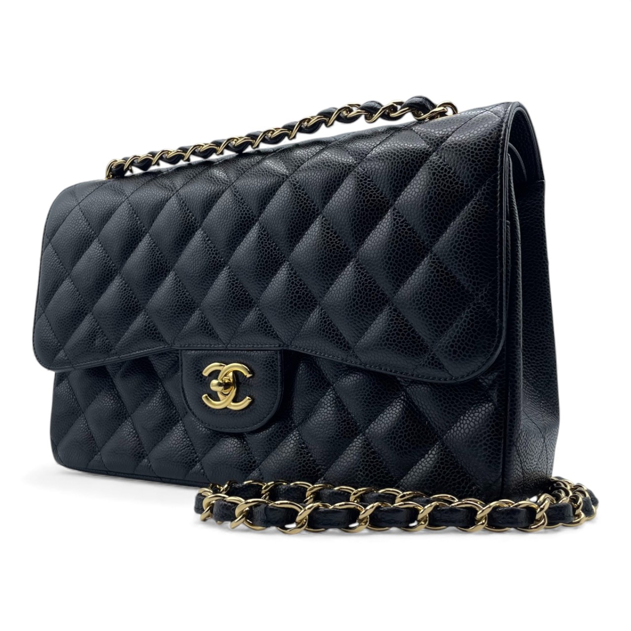 シャネル マトラッセ W30 ブラック キャビアスキン ゴールド金具