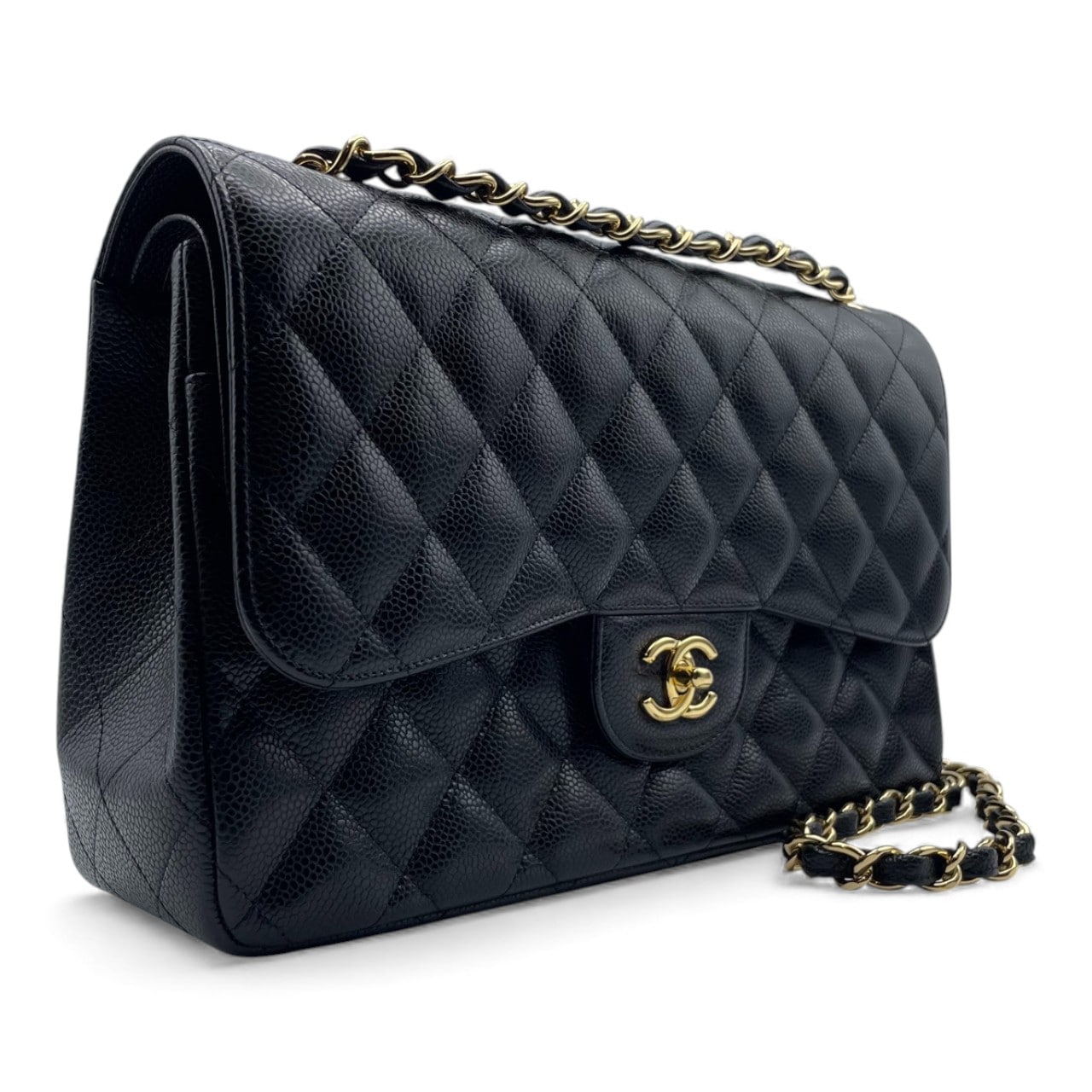 シャネル マトラッセ W19.5 ブラック キャビアスキン ゴールド金具