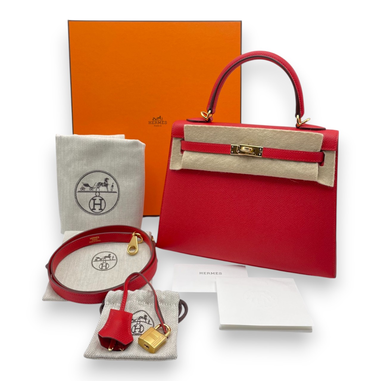 エルメス ケリー 25 ルージュラデュー エプソン ゴールド金具 K刻印