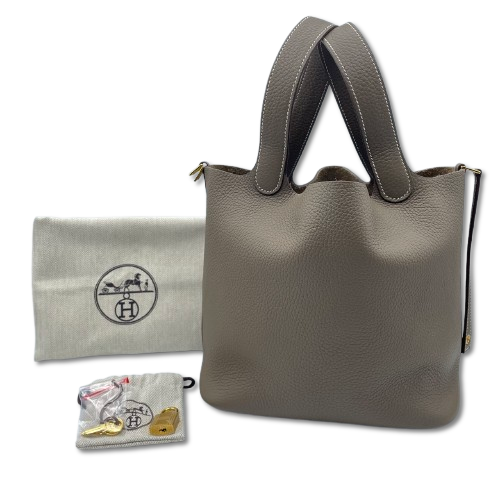 エルメス ピコタンロック MM エトゥープ トリヨンクレマンス ゴールド金具 W刻印