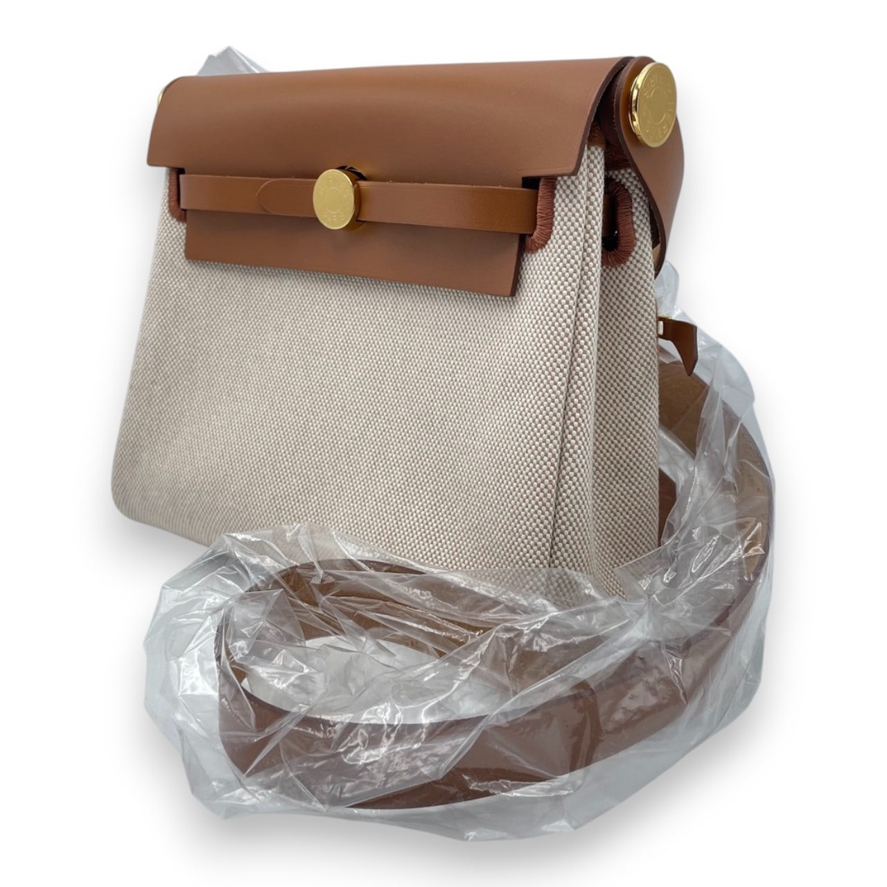 エルメス エールバッグ ジップ ミニ 20 エクリュ/フォーヴ トワルアッシュ/ヴァッシュハンター ゴールド金具 K刻印