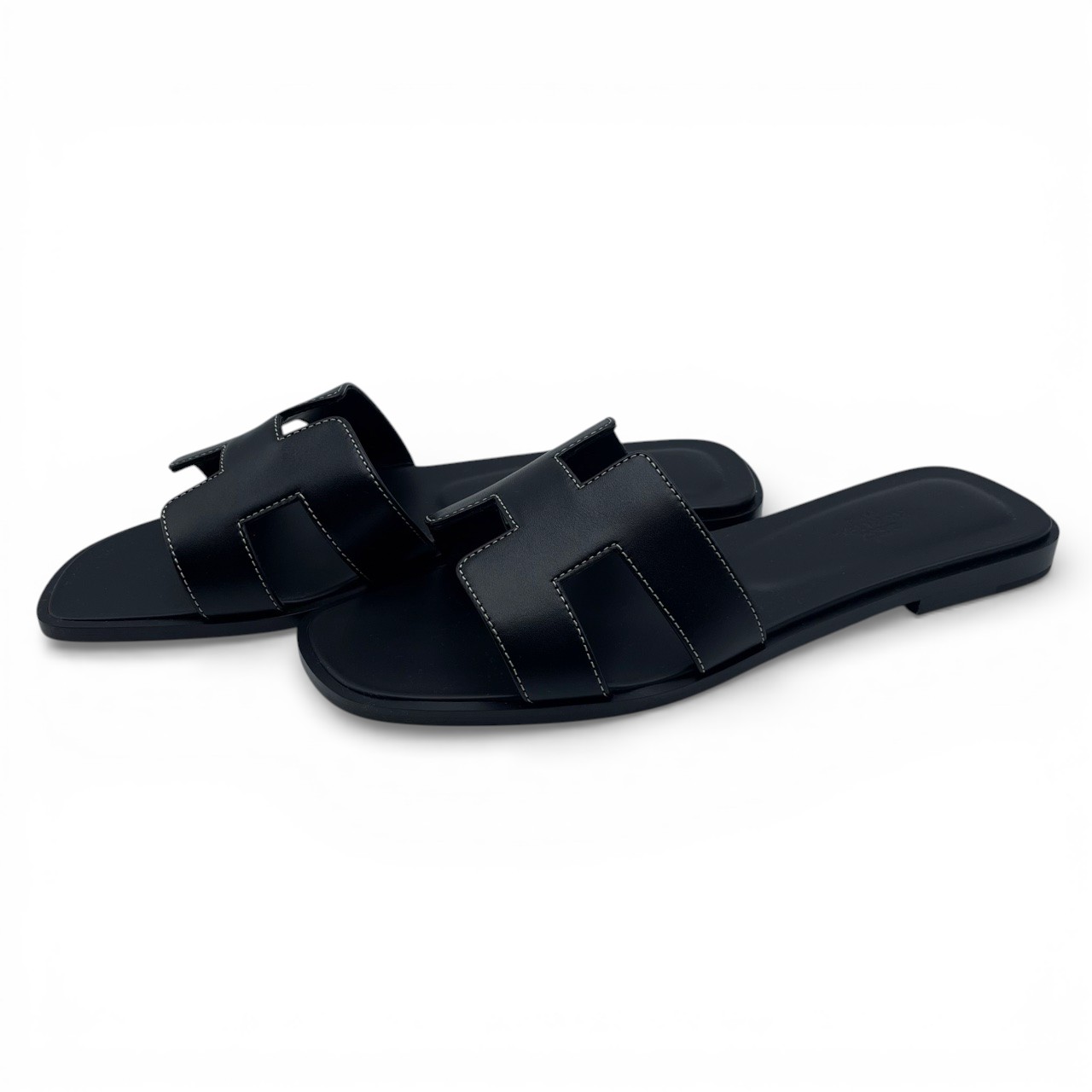 エルメス オラン サンダル 38 ノワール ボックスカーフ 24cm