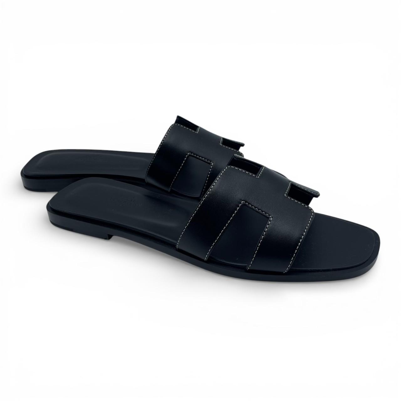 エルメス オラン サンダル 38 ノワール ボックスカーフ 24cm