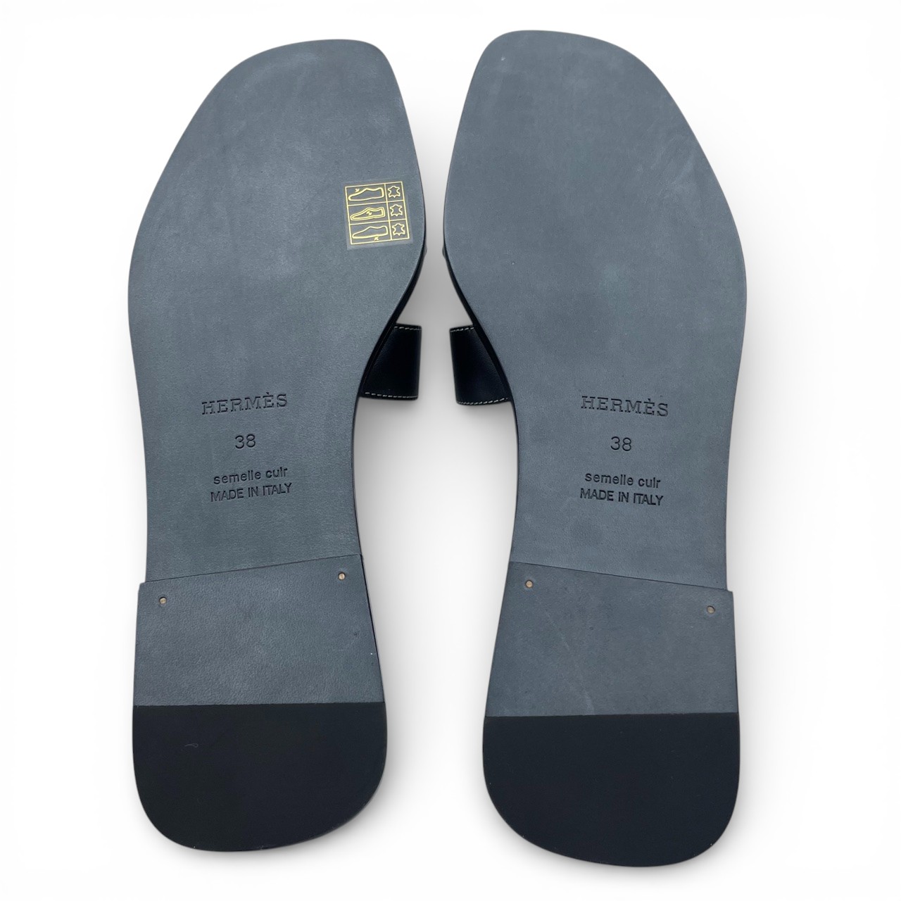 エルメス オラン サンダル 38 ノワール ボックスカーフ 24cm