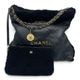 シャネル CHANEL22 スモール ブラック ラムスキン ゴールド金具