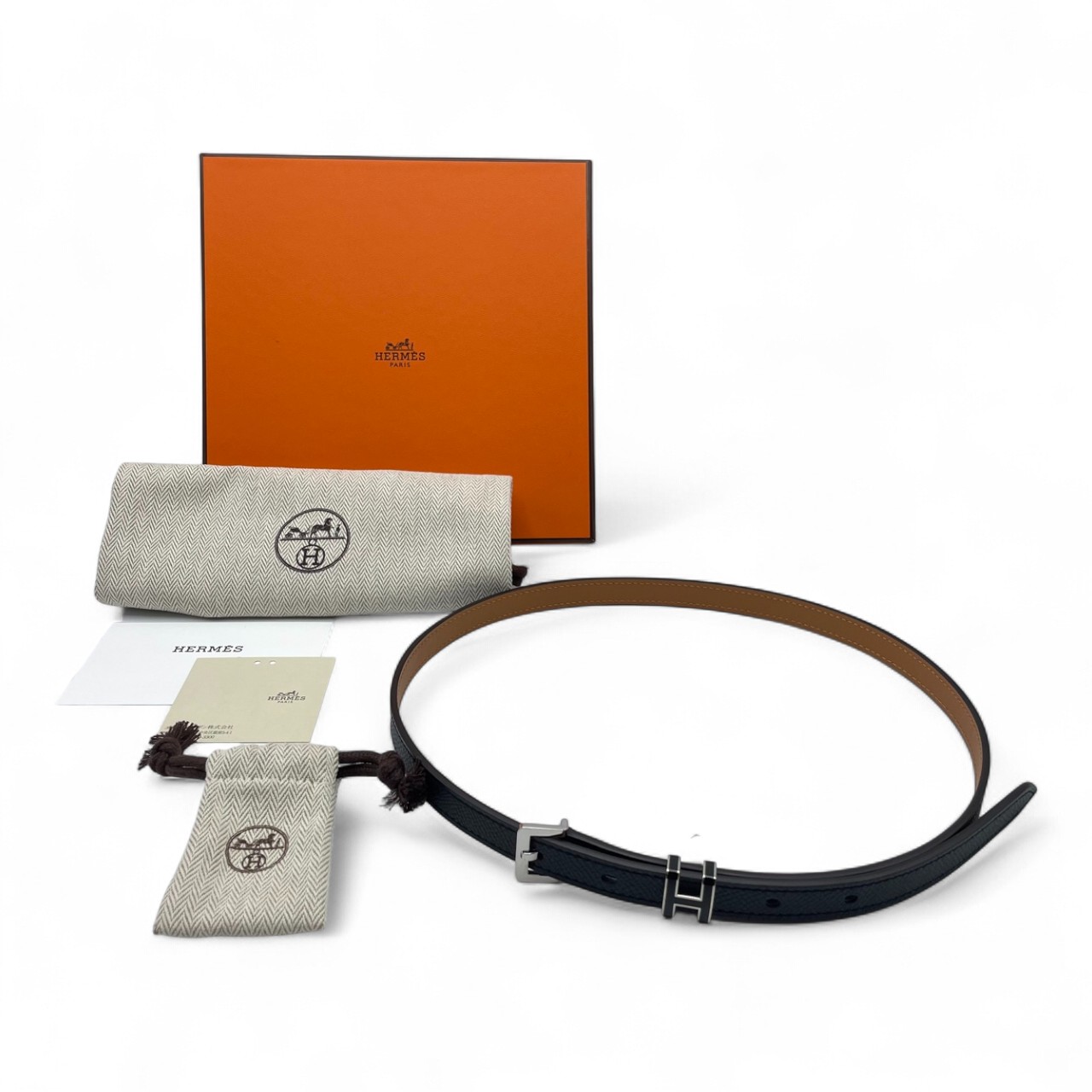 エルメス ポップH ベルト 15 ノワール エプソン シルバー金具 B