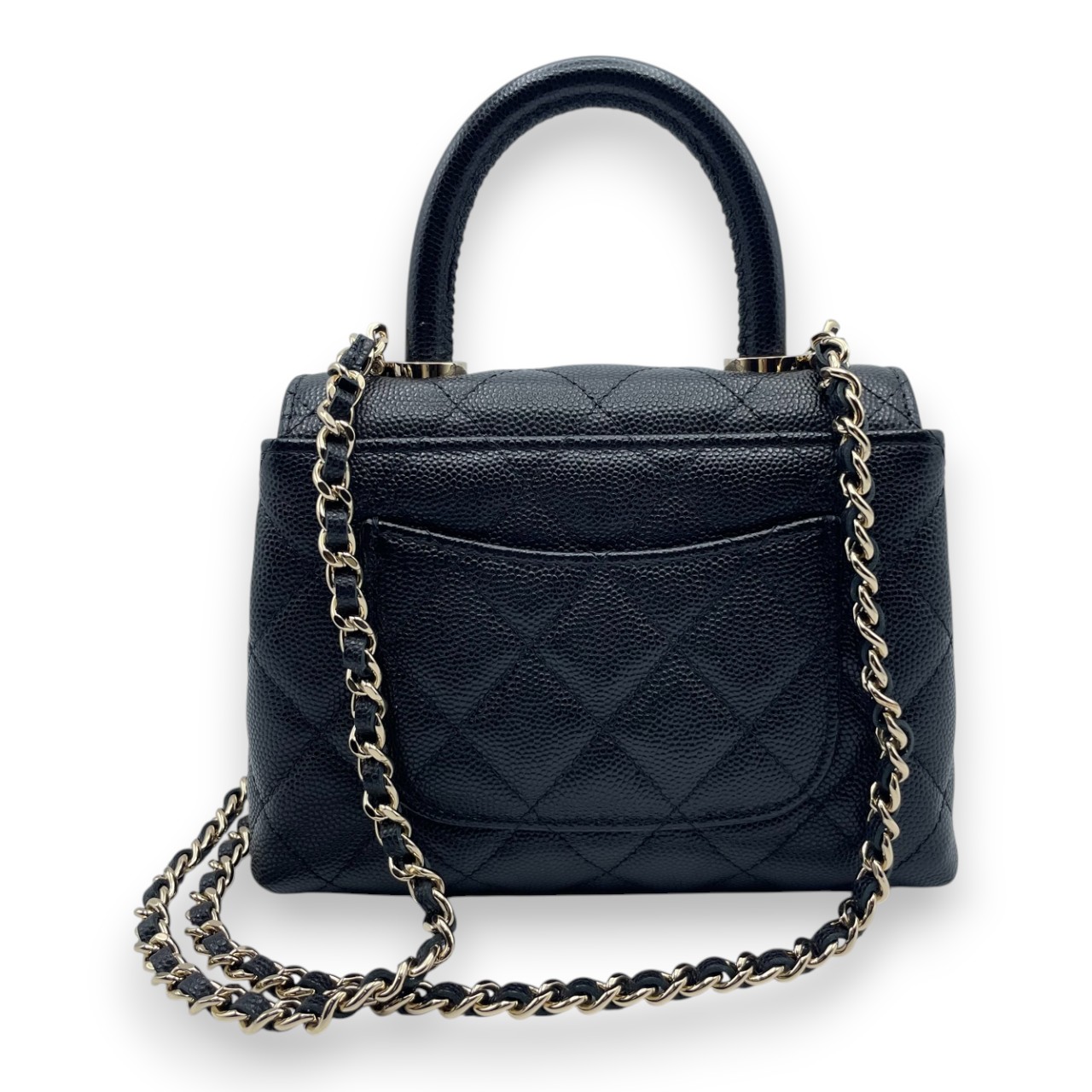 シャネル ココハンドル ミニクラッチ W16 ブラック キャビアスキン