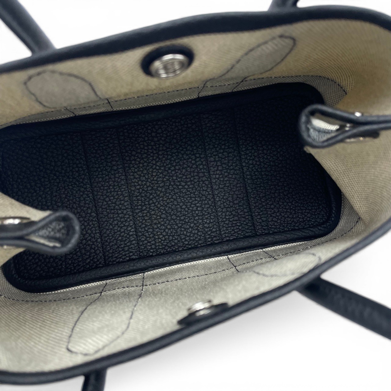 エルメス ネオガーデンパーティー TTPM エクリュ/ノワール トワルアッシュ/ネゴンダ シルバー金具 K刻印