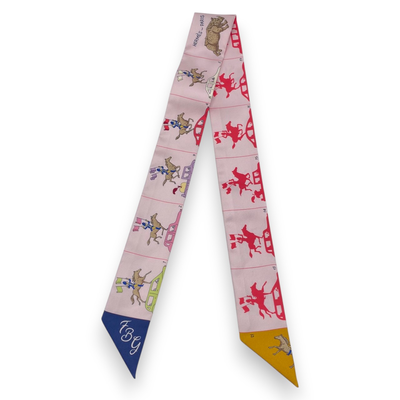 エルメス ツイリー パラード/Parade ローズパール・マリン シルク100％