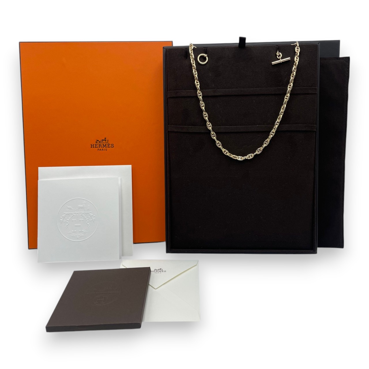 エルメス　ネル袋　HERMES 7枚 エルメス シェーヌ・ダンクル ネックレス TPM 18K イエローゴールド 62