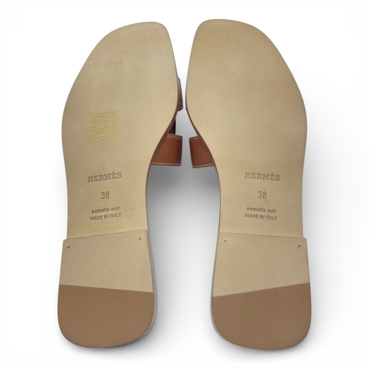 エルメス オラン サンダル 38 ゴールド ボックスカーフ 24cm