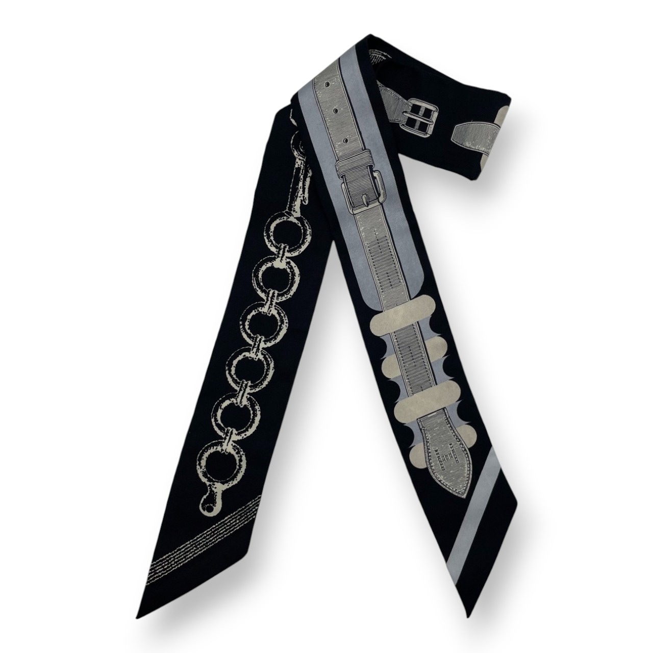 2025aw エルメス　ツイリー ブリッド・ア・ブロック　詩的な目録　黒　グレー エルメス ツイリー ブリッド・ア・ブロック/詩的な目録 黒