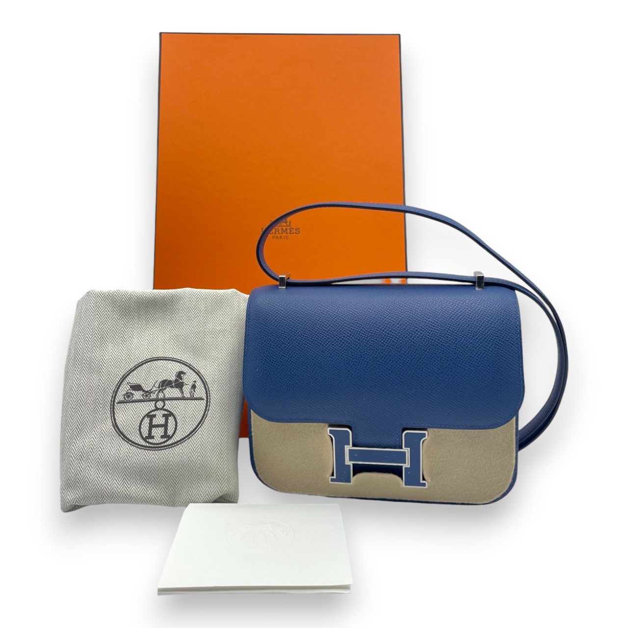 エルメス コンスタンスミニ 18 ブルータイ エプソン シルバー金具 K