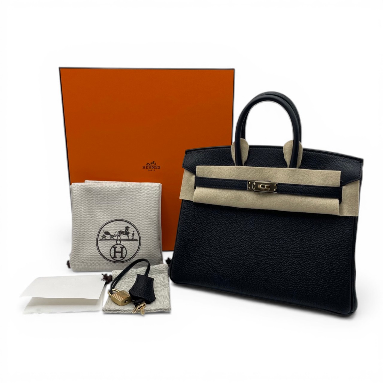 【現金特価】エルメス バーキン 25 ノワール トゴ シャンパンゴールド金具 K刻印
