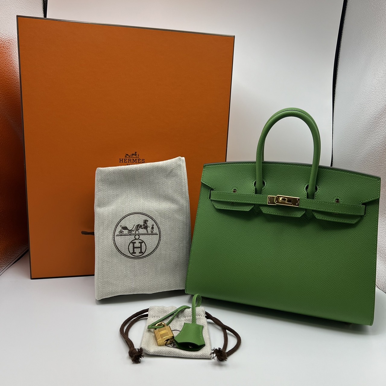 エルメス バーキン25 セリエ エプソン ヴェールユッカ ゴールド金具 B