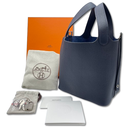 エルメス ピコタンロック PM ブルーニュイ トリヨンクレマンス シルバー金具 U刻印