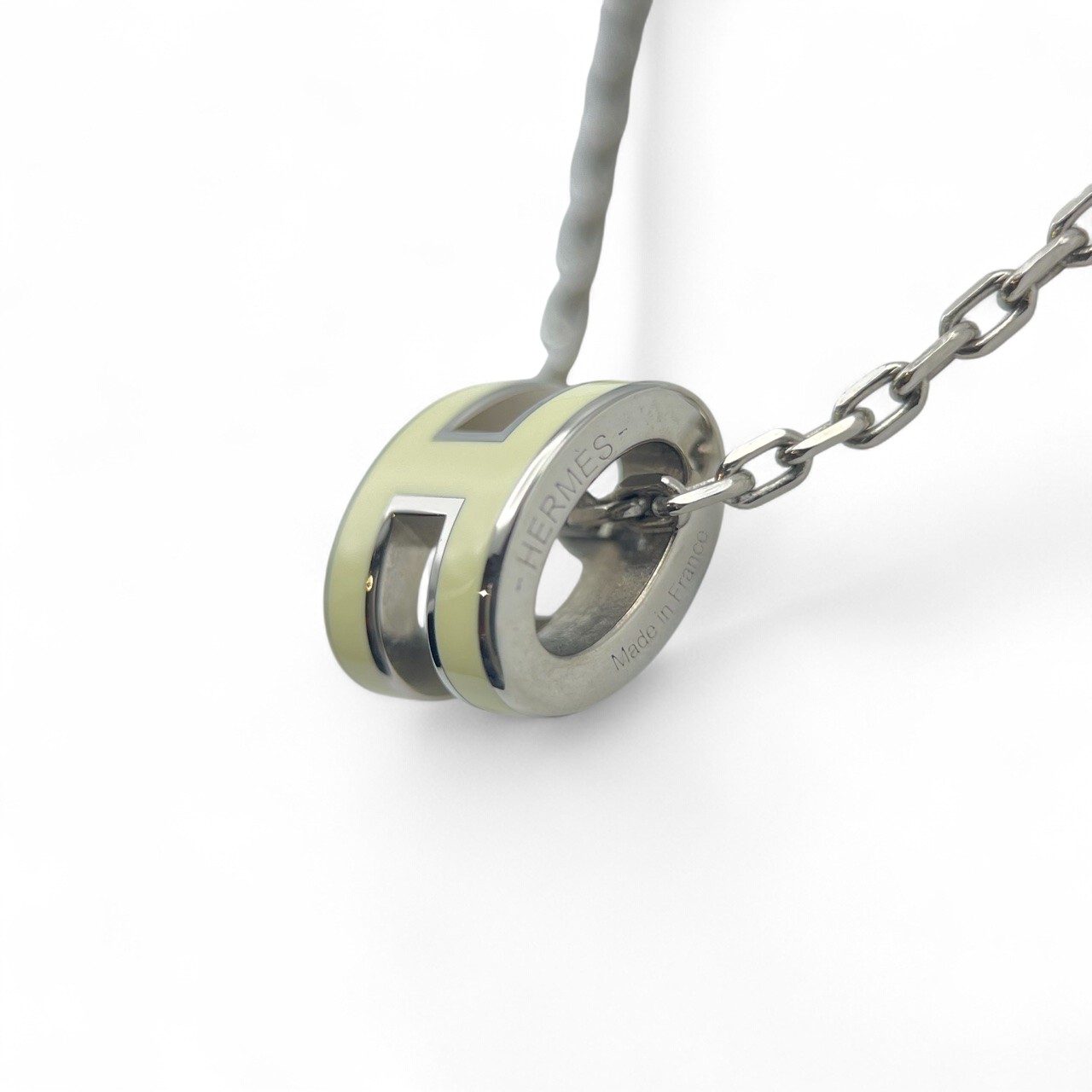 エルメス ポップH ミニ ネックレス アイボリー/メタル シルバー金具
