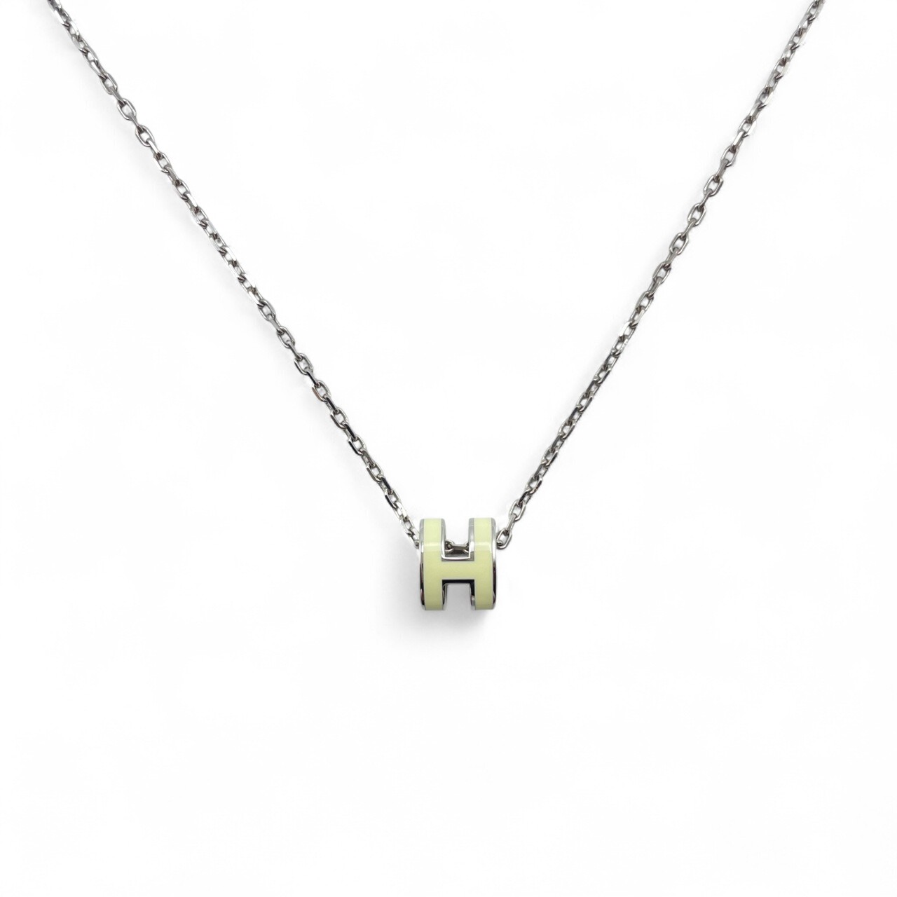 エルメス ポップH ミニ ネックレス アイボリー/メタル シルバー金具