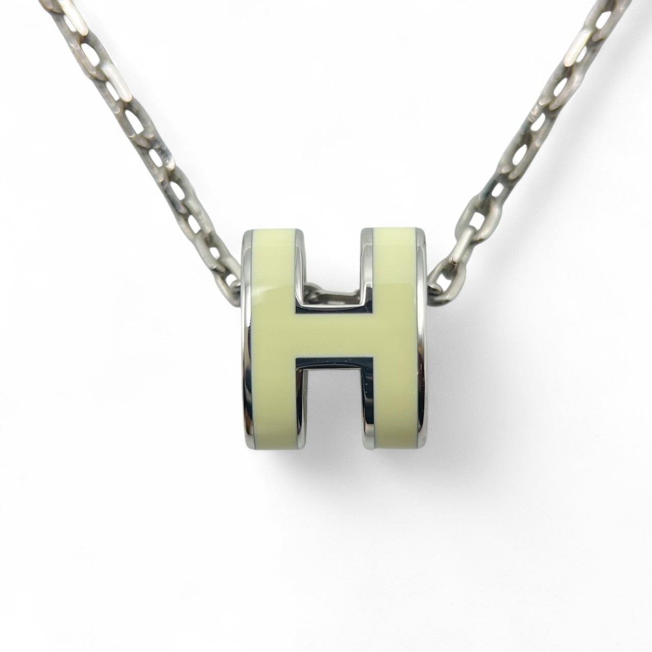 エルメス ポップH ミニ ネックレス アイボリー/メタル シルバー金具