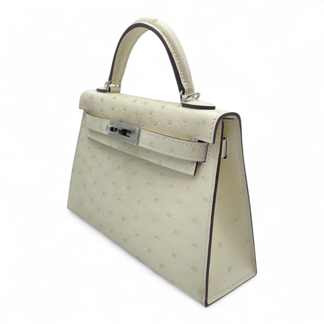 エルメス ミニケリー2 ナタ オーストリッチ シルバー金具 K刻印