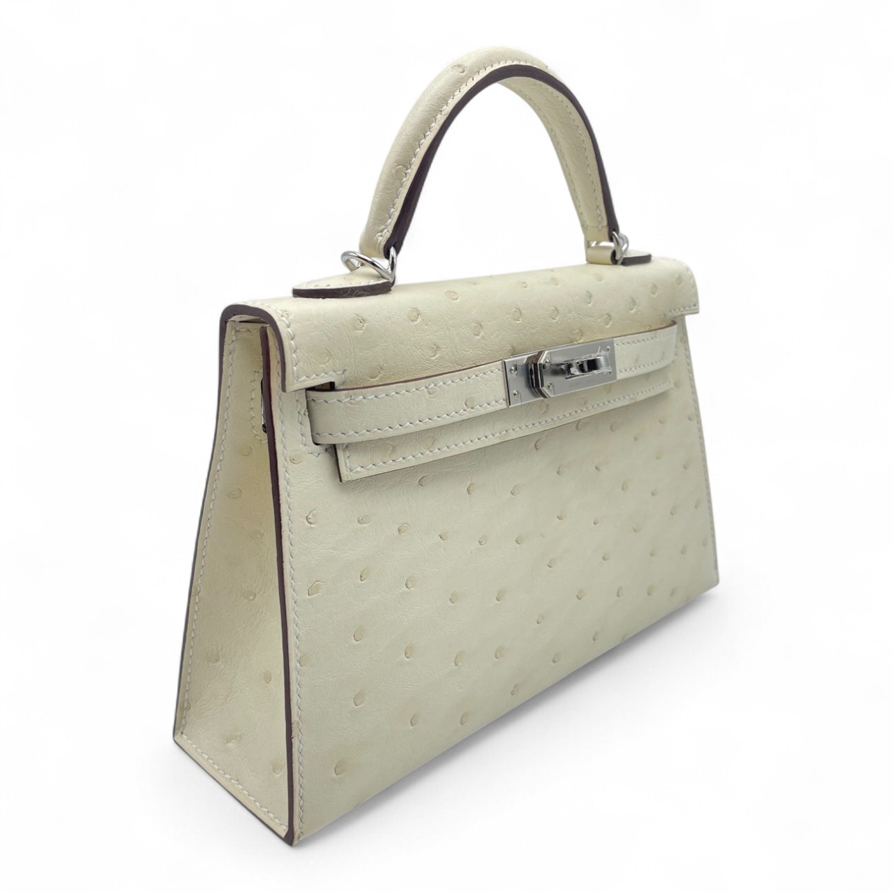 エルメス ミニケリー2 ナタ オーストリッチ シルバー金具 K刻印