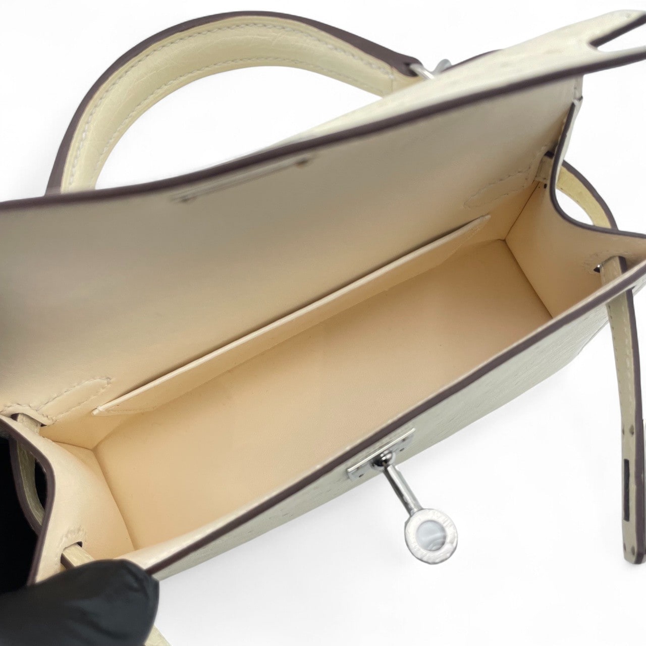 エルメス ミニケリー2 ナタ オーストリッチ シルバー金具 K刻印