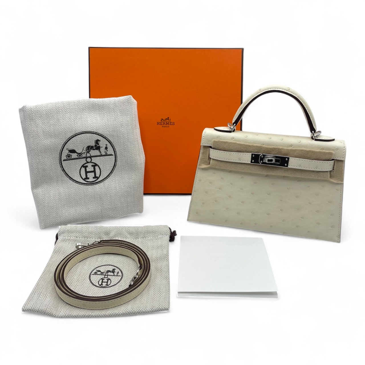 エルメス　ピコタンロック　ナタ　オーストリッチ　シルバー金具　K刻印 エルメス ミニケリー2 ナタ オーストリッチ シルバー金具 K刻印