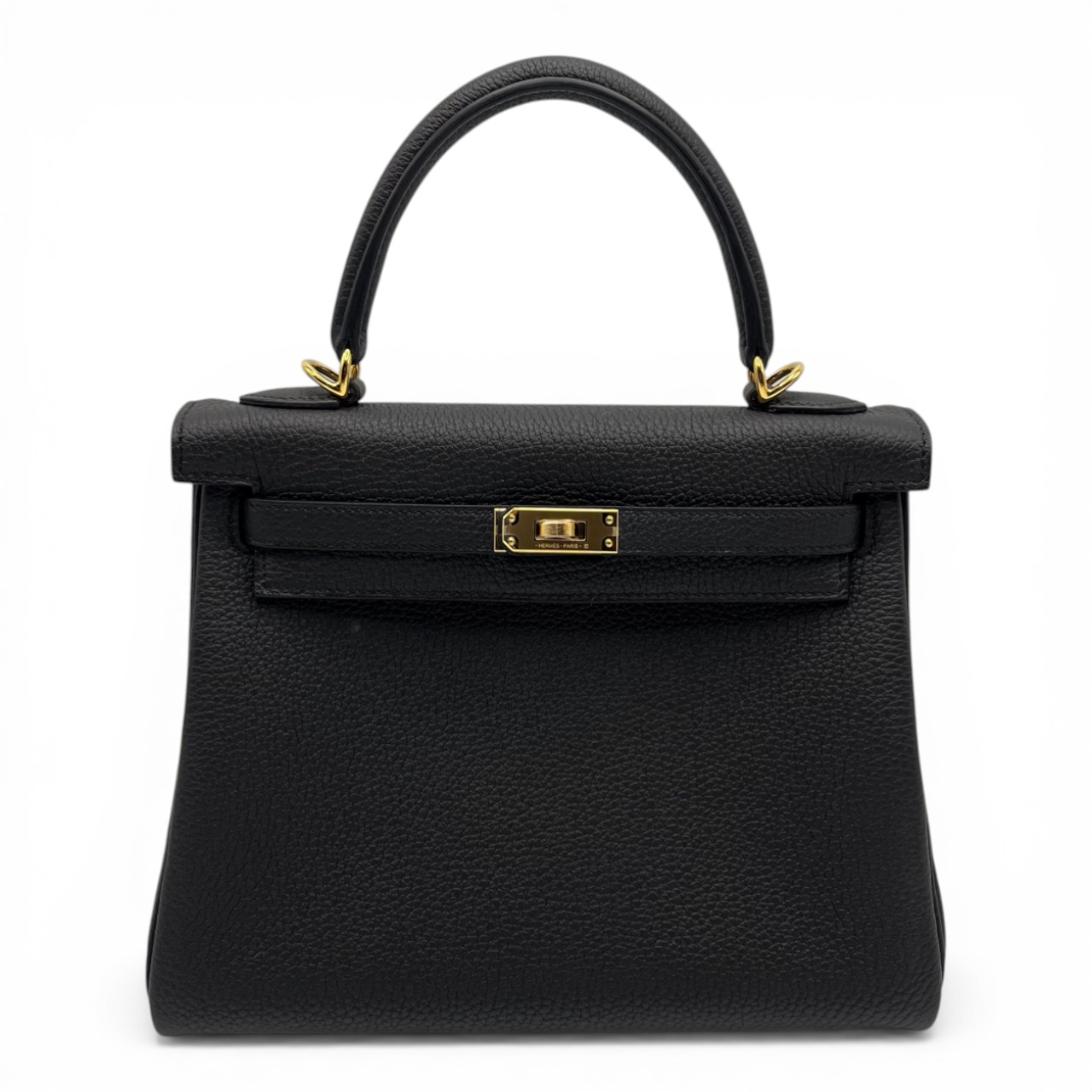 エルメス ケリー 25 ノワール トゴ ゴールド金具 G刻印