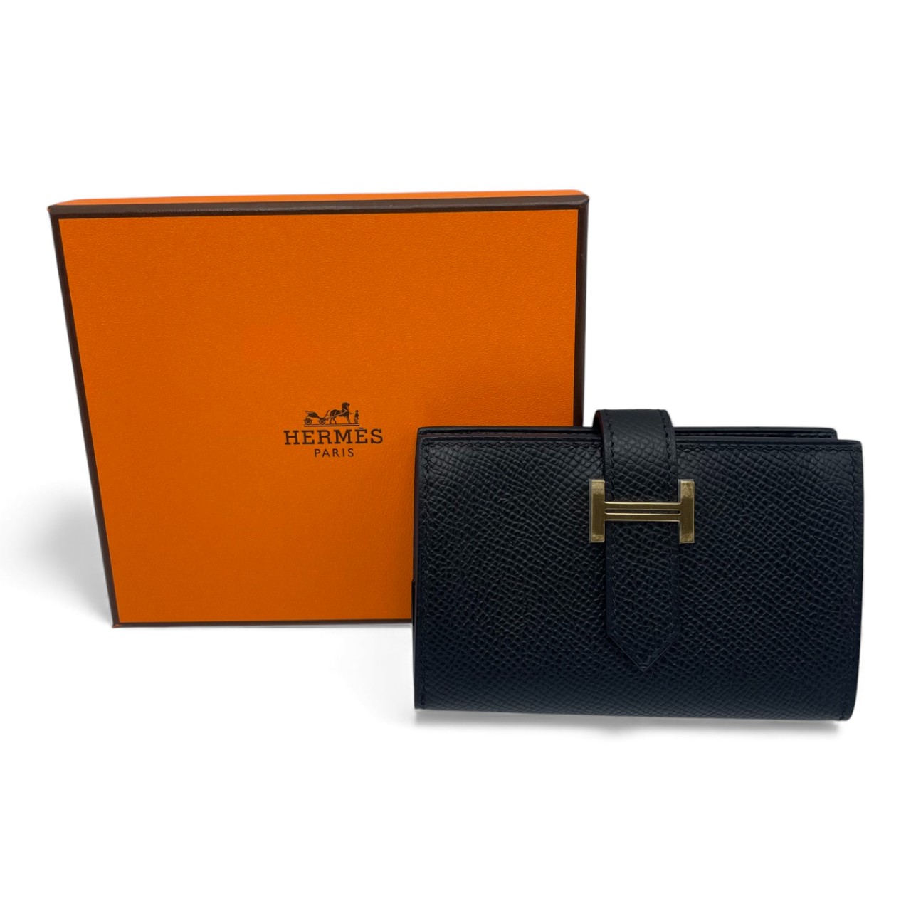 エルメス べアンコンパクト ノワール エプソン ゴールド金具 K刻印