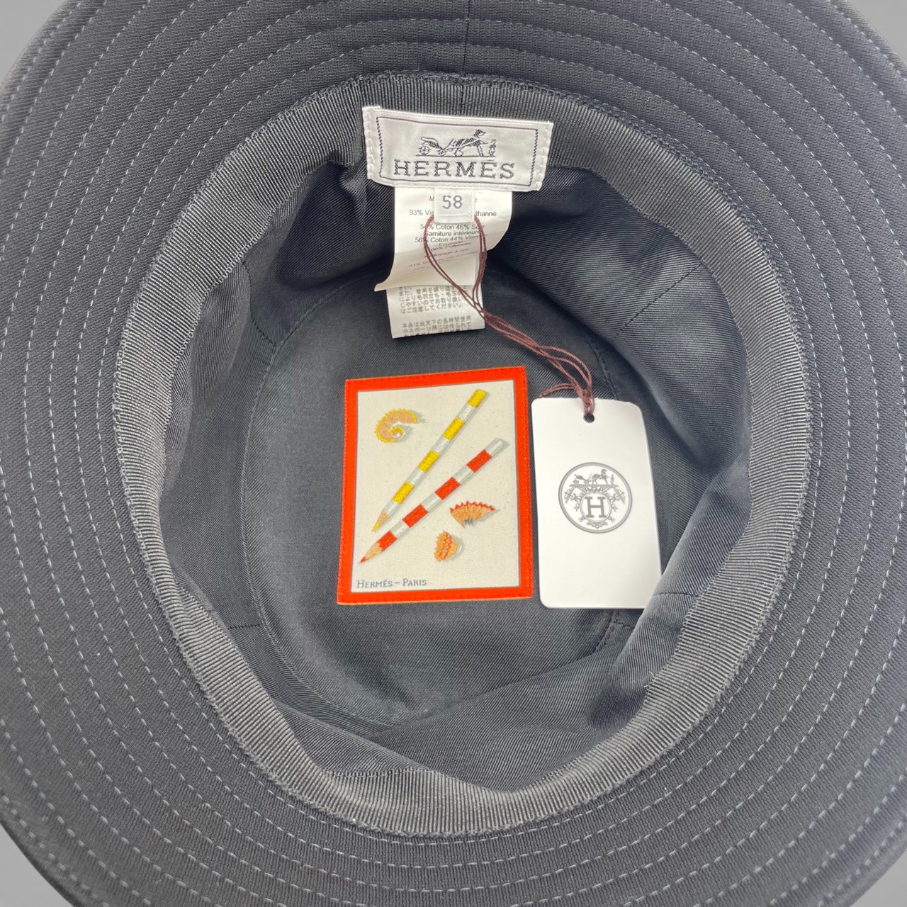 エルメス ハット カルヴィ ミラノジャージー 58 ノワール レーヨン
