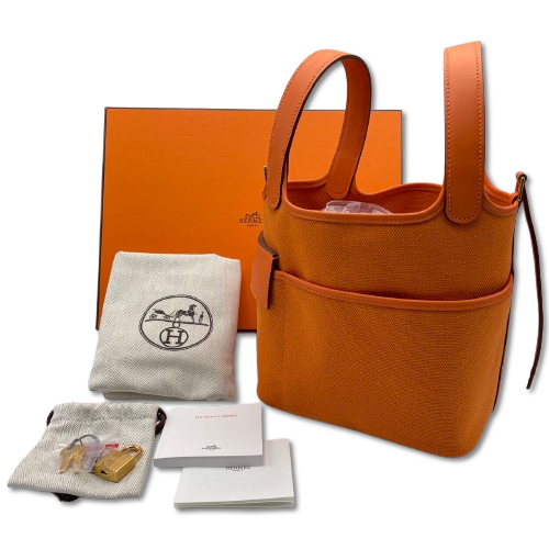 エルメス ピコタンロックカーゴ PM オレンジ キャンバス/スイフト ゴールド金具 U刻印