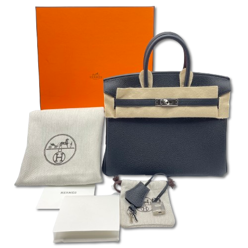 エルメス バーキン 25 ノワール トゴ シルバー金具 K刻印