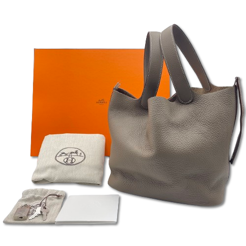 エルメス ピコタンロック MM エトゥープ トリヨンクレマンス シルバー金具 B刻印