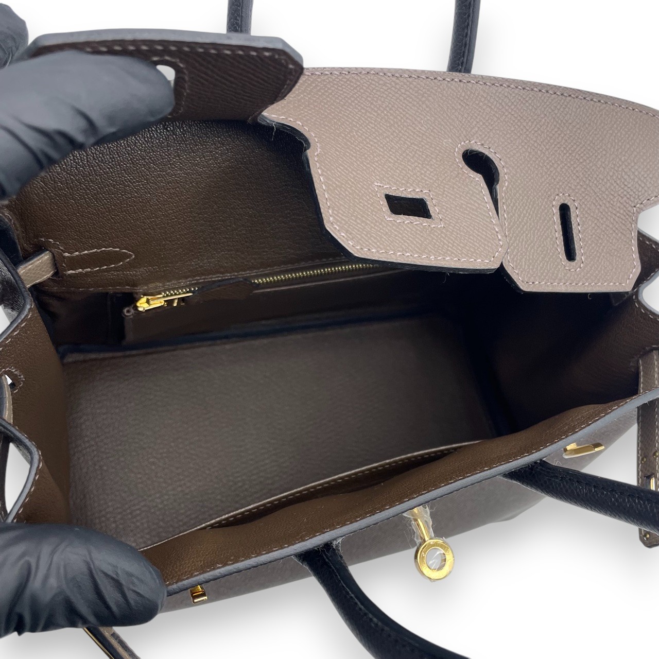 エルメス バーキン 25 トリコロール エコルセ/エトゥープ/ノワール エプソン ゴールド金具 W刻印