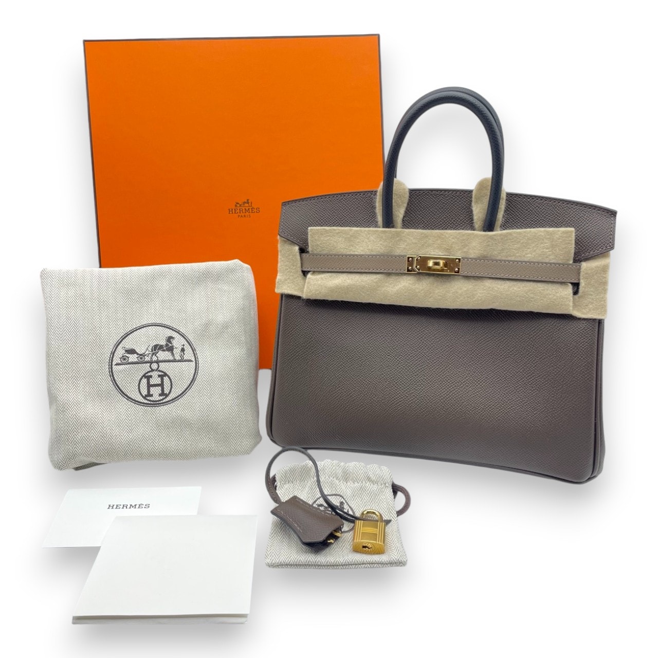 エルメス バーキン 25 トリコロール エコルセ/エトゥープ/ノワール エプソン ゴールド金具 W刻印