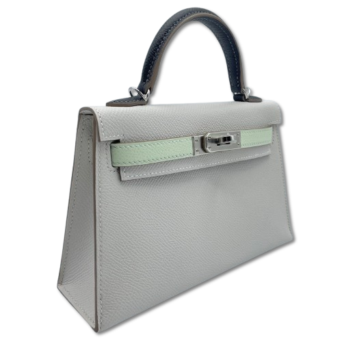 エルメス ミニケリー グリペール/グラファイト/ヴェールフィズ エプソン シルバー金具 B刻印