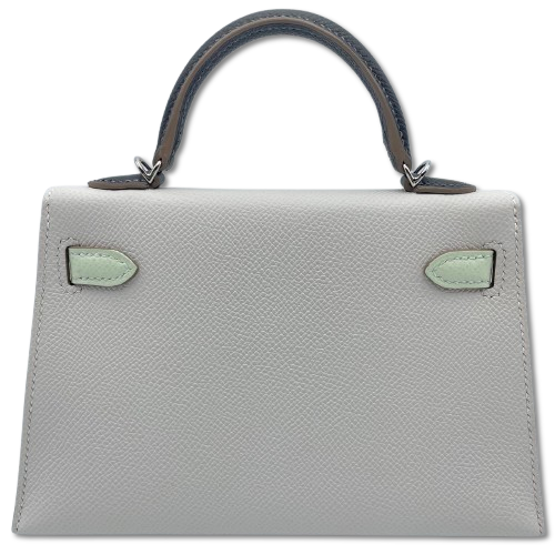 エルメス ミニケリー グリペール/グラファイト/ヴェールフィズ エプソン シルバー金具 B刻印