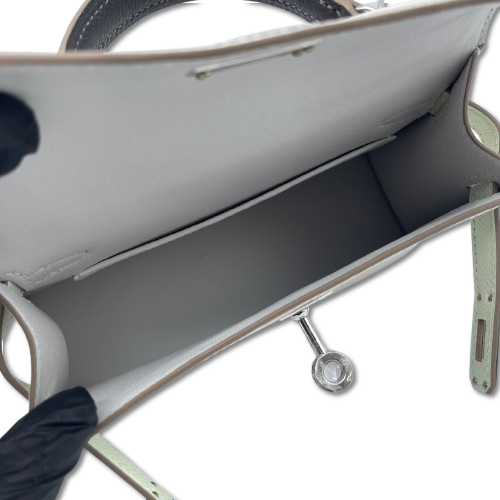 エルメス ミニケリー グリペール/グラファイト/ヴェールフィズ エプソン シルバー金具 B刻印