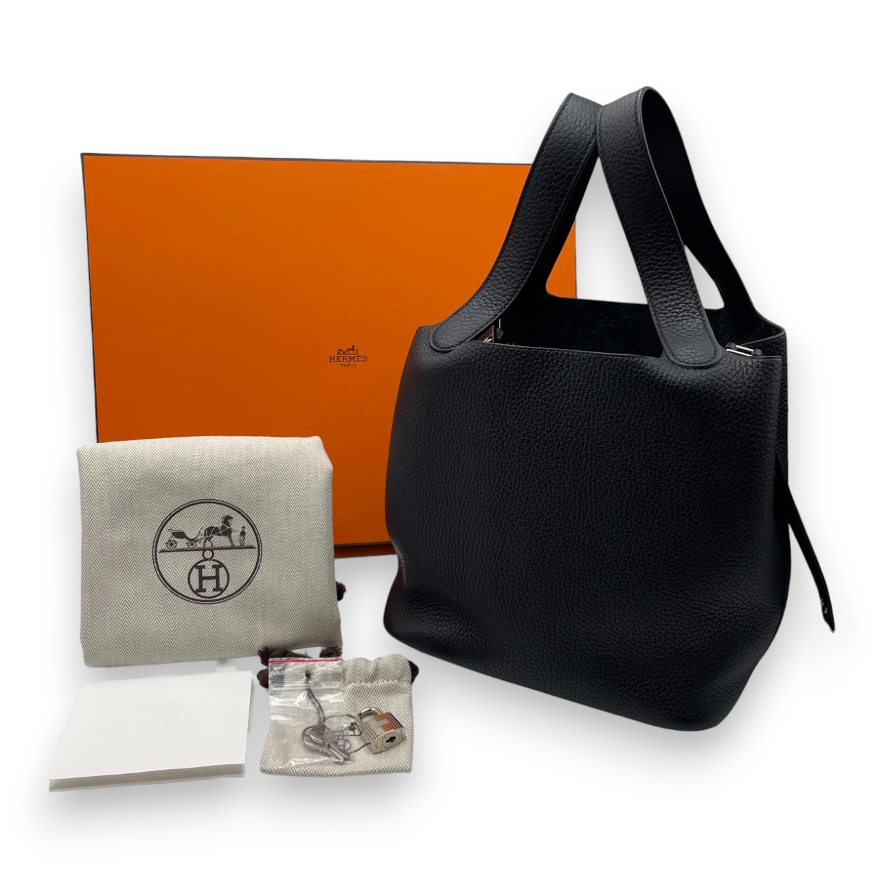 エルメス ピコタンロック MM ノワール トリヨンクレマンス シルバー金具 D刻印