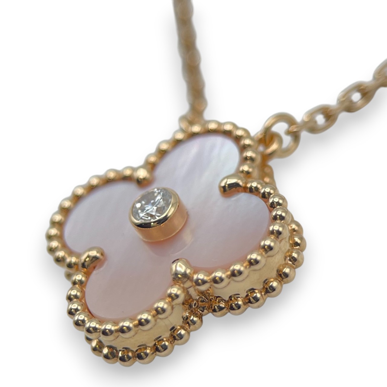 【2025年ホリデー限定】ヴァンクリーフ＆アーペル ヴィンテージアルハンブラ ネックレス VCARPM0P00 ピンクシェル ローズゴールド