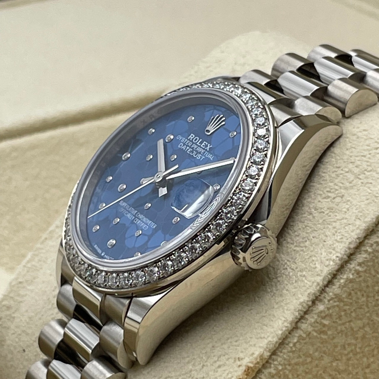ロレックス デイトジャスト 278289RBR アズーロブルー/フローラルモチーフ ホワイトゴールド プレジデント 31mm