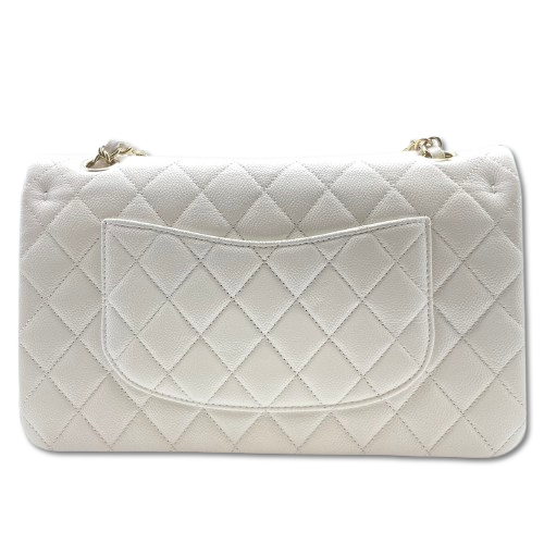 シャネル マトラッセ W25 ホワイト キャビアスキン ゴールド金具